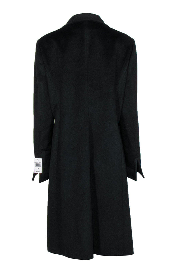 Current Boutique-Cinzia Rocca - Black Angora & Wool Longline Overcoat Sz 14