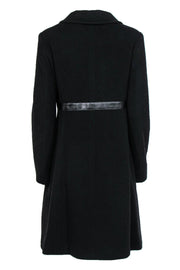 Current Boutique-Cinzia Rocca - Black Wool Overcoat w/ Leather Trim Sz 10