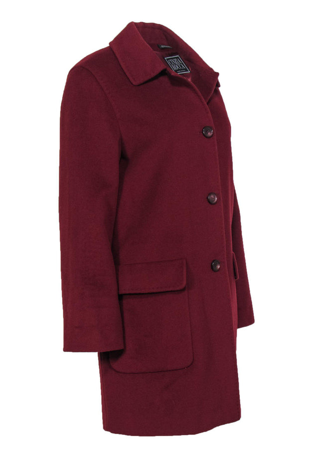 Current Boutique-Cinzia Rocca - Burgundy Long Wool Peacoat Sz 6