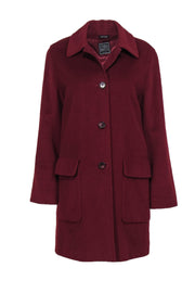 Current Boutique-Cinzia Rocca - Burgundy Long Wool Peacoat Sz 6