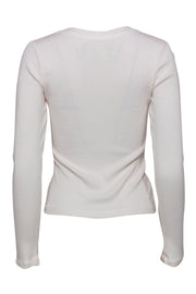 Current Boutique-Citizens of Humanity - White Ribbed Long Sleeve Henley-Style "Scarlett" Top Sz S