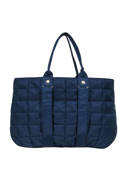 Current Boutique-Clare V. - Navy Quilted Puffer "Trapezienne" Tote