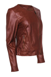 Current Boutique-Classiques Entier - Rich Brown Smooth Leather Zip-Up Jacket Sz M