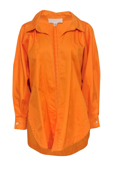 Current Boutique-Claude Montana - Orange Oversized Long Sleeve Cotton Collared Shirt Sz 4