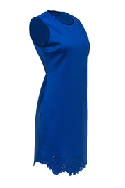 Current Boutique-Clover Canyon - Blue Scuba Knit Sheath Dress w/ Laser Cutouts Sz L