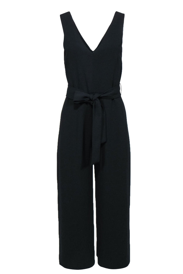 Current Boutique-Club Monaco - Black Wide-Legged "Akinya" Belted Jumpsuit Sz 2