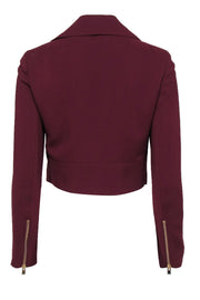 Current Boutique-Club Monaco - Burgundy Cropped Zip-Up Moto-Style Jacket Sz S