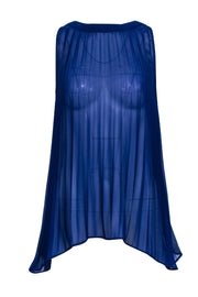 Current Boutique-Club Monaco - Cobalt Pleated Sheer Tank w/ Back Purple Bow Sz XS