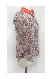 Current Boutique-Club Monaco - Floral Silk Button-Up Blouse Sz XS