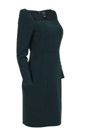 Current Boutique-Club Monaco - Forest Green Long Sleeve Fitted Sheath Dress w/ Square Neckline Sz 2