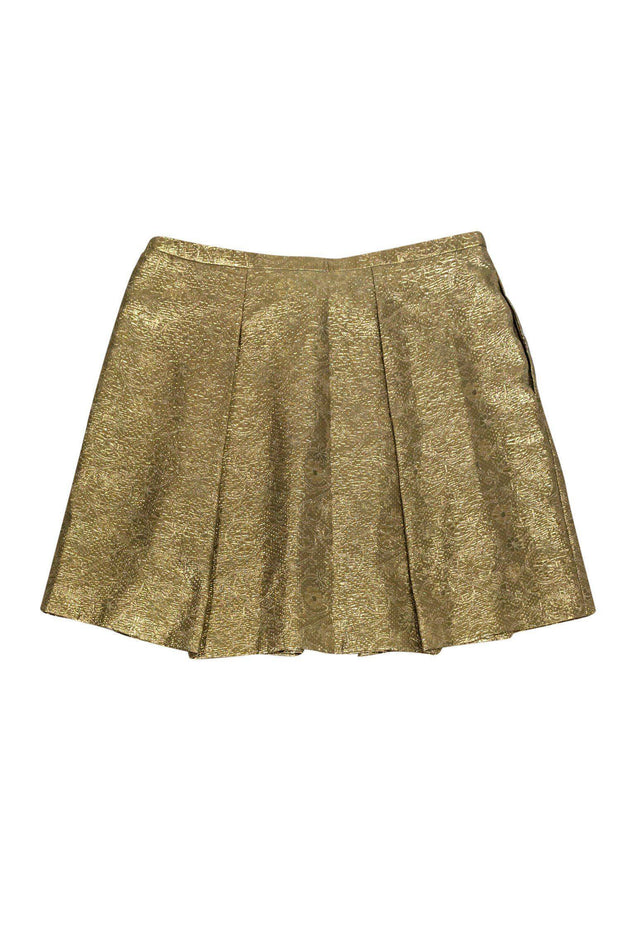 Current Boutique-Club Monaco - Gold Brocade Pleated Skirt Sz 10