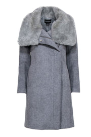 Current Boutique-Club Monaco - Grey Pea Coat w/ Fur Trim Sz XS