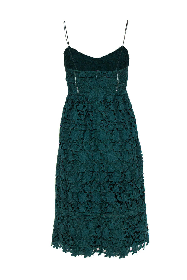 Current Boutique-Club Monaco - Hunter Green Floral Lace Sleeveless Midi Dress Sz 0