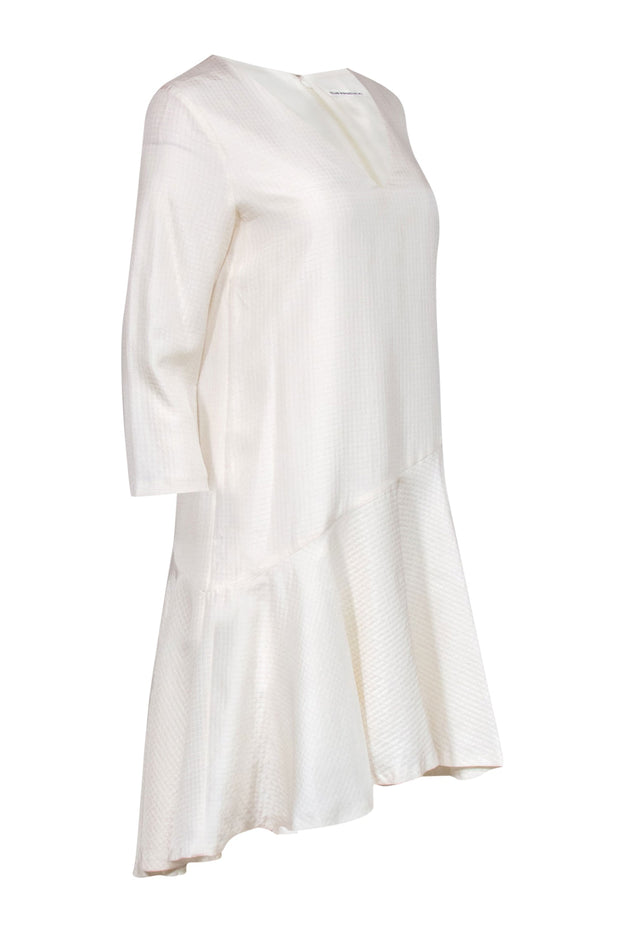 Current Boutique-Club Monaco - Off-White Quilted Asymmetrical Midi Dress Sz 4