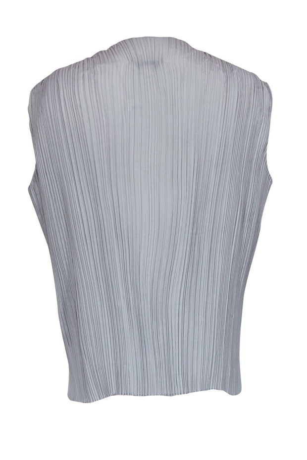 Current Boutique-Club Monaco - Pale Blue Accordion Pleated Boat Neck Top Sz S