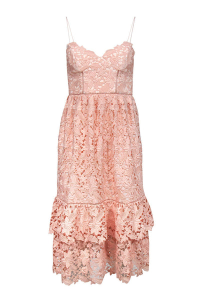 Current Boutique-Club Monaco - Pink Lace Tiered Midi Dress Sz 00