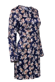 Current Boutique-Club Monaco - Purple & White Floral Satin Long Sleeve Dress Sz 10