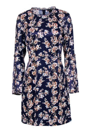 Current Boutique-Club Monaco - Purple & White Floral Satin Long Sleeve Dress Sz 10