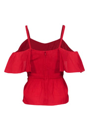 Current Boutique-Club Monaco - Red Sleeveless Blouse w/ Cold Shoulders & Flounce Hem Sz XXS