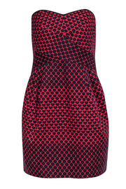 Current Boutique-Club Monaco - Red Strapless Mini Dress w/ Navy Hearts Sz 6