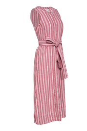 Current Boutique-Club Monaco - Red & White Striped Linen Blend Button Front Dress Sz 2