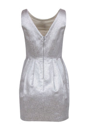 Current Boutique-Club Monaco - Silver Metallic Mini Fit & Flare Cocktail Dress w/ High Neckline Sz 4