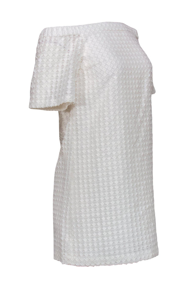 Current Boutique-Club Monaco - White Off-the-Shoulder Textured Shift Dress Sz 0