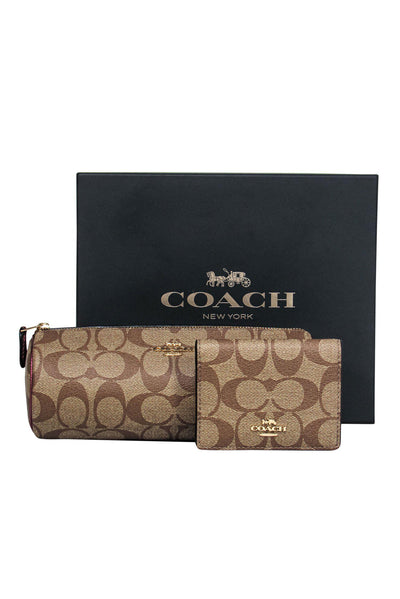 Current Boutique-Coach - Beige Monogram Wallet & Case Set