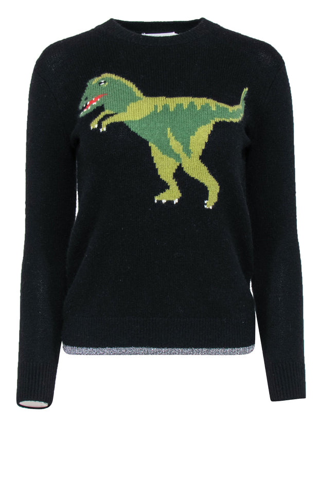 Current Boutique-Coach - Black & Green Rexy Graphic Sweater w/ Sparkly Hem Sz XS