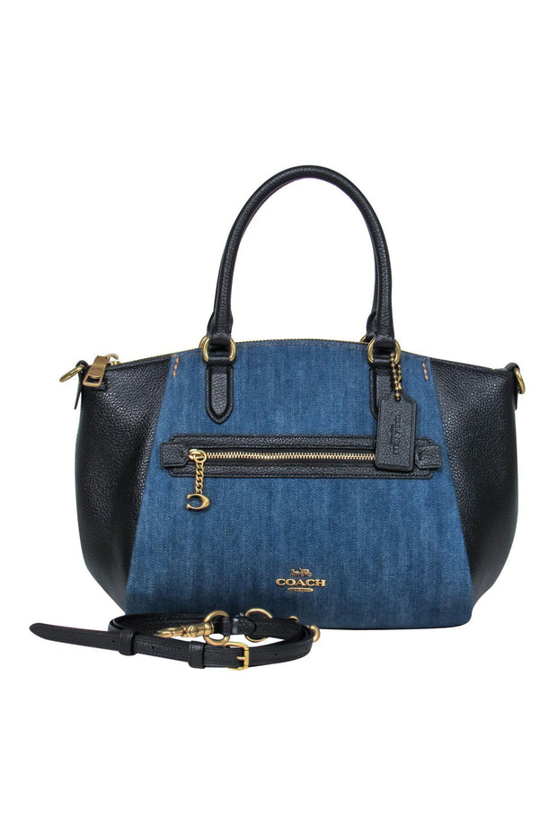 Current Boutique-Coach - Black Leather & Denim Convertible "Kelsey" Bag