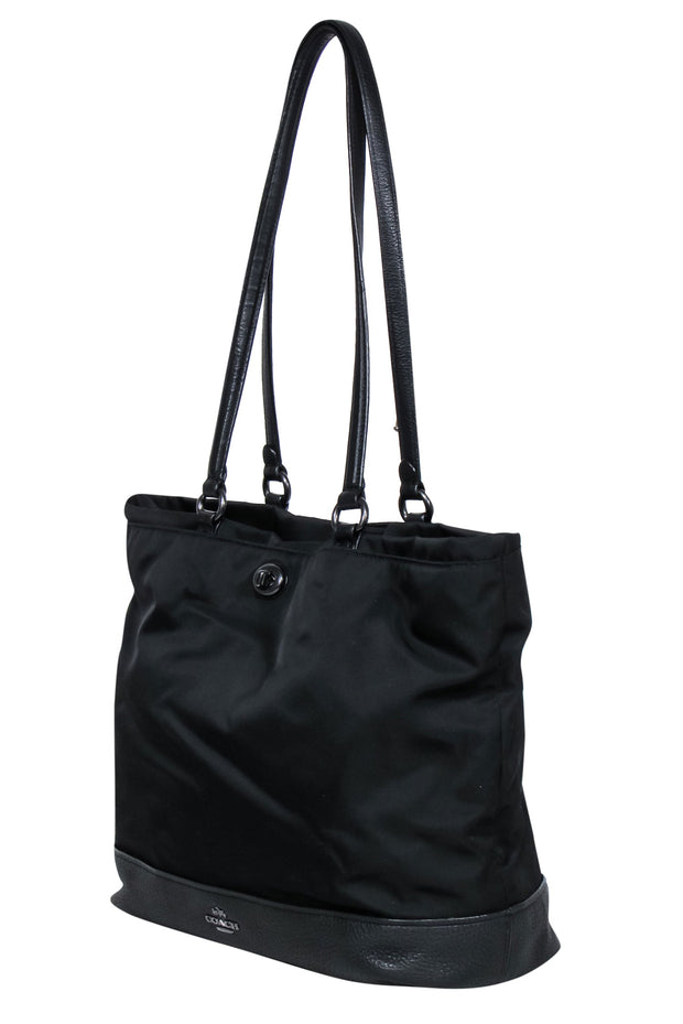 Current Boutique-Coach - Black Nylon & Leather Large Tote Bag