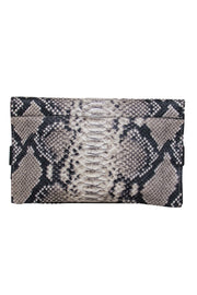 Current Boutique-Coach - Black & Tan Snakeskin Foldover Clutch