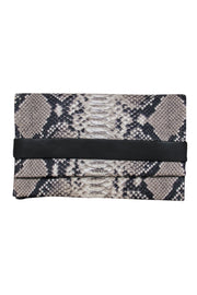 Current Boutique-Coach - Black & Tan Snakeskin Foldover Clutch