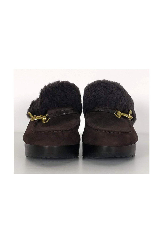 Current Boutique-Coach - Brown Suede Shearling Mules Sz 8