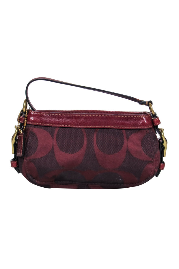 Current Boutique-Coach - Burgundy Logo Textile Wristlet