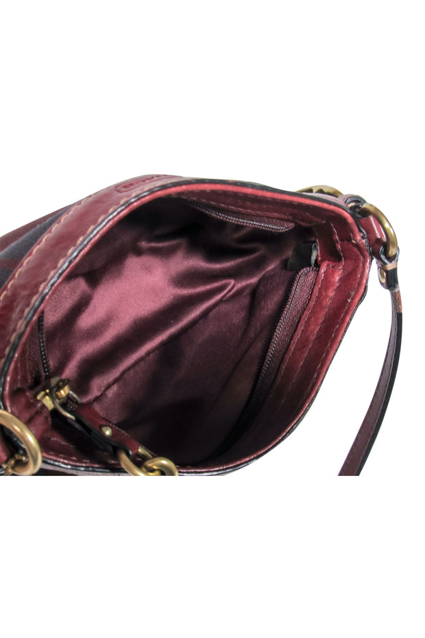 Current Boutique-Coach - Burgundy Logo Textile Wristlet