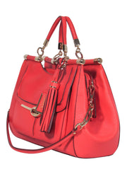 Current Boutique-Coach - Coral Textured Leather Satchel w/ Tassel