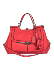 Current Boutique-Coach - Coral Textured Leather Satchel w/ Tassel