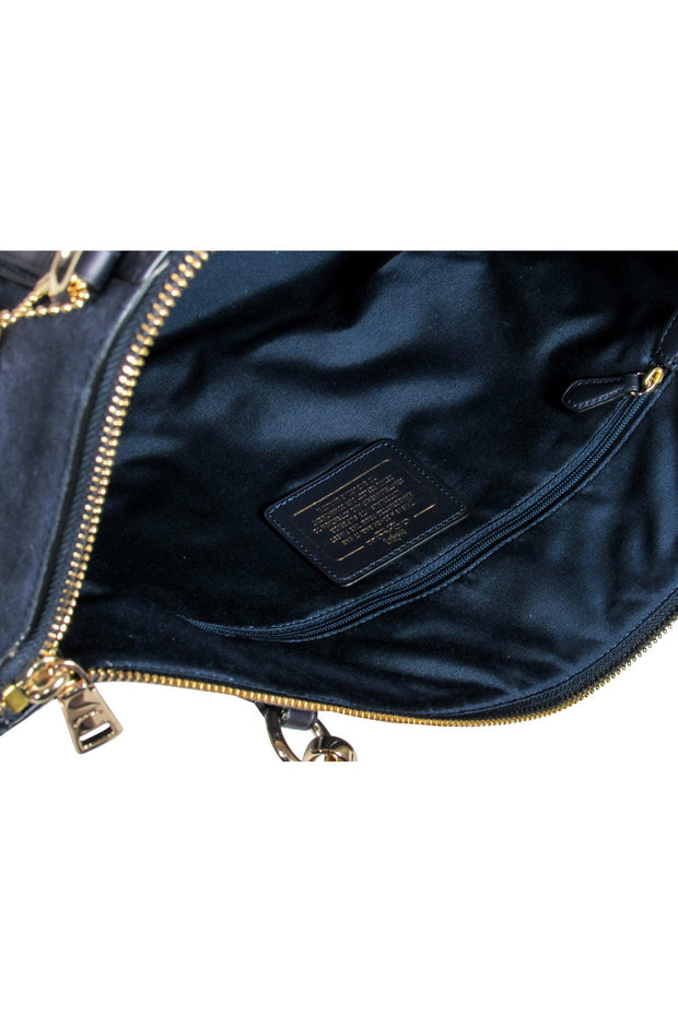 Current Boutique-Coach - Dark Navy Leather & Suede Zippered Tote Bag