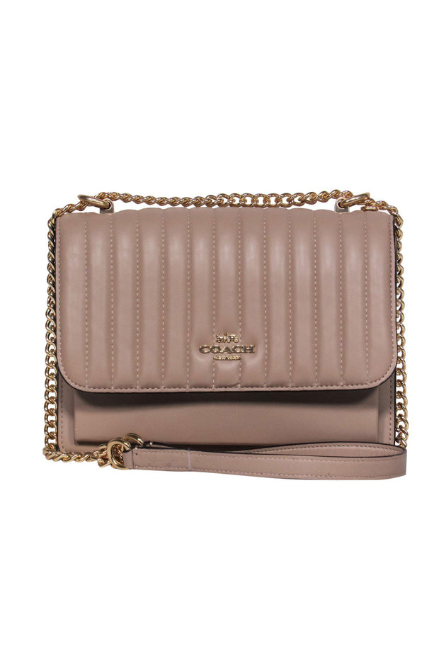 Current Boutique-Coach - Nude Quilted Flap Adjustable Crossbody Bag