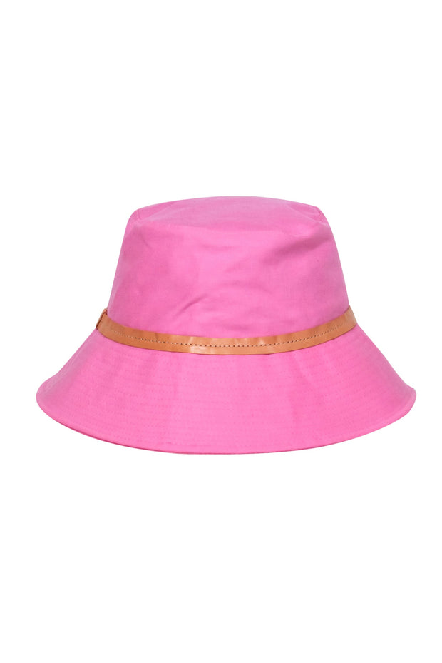 Current Boutique-Coach - Pink Cotton Bucket Hat w/ Leather Trim Sz S