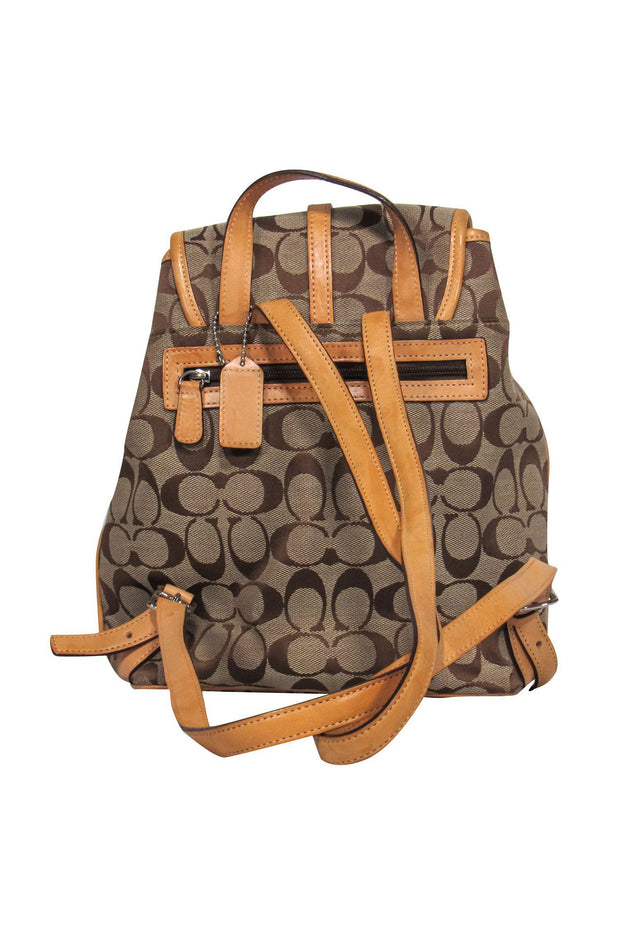 Current Boutique-Coach - Small Tan Monogram Print Backpack