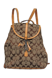 Current Boutique-Coach - Small Tan Monogram Print Backpack