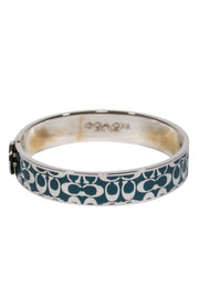 Current Boutique-Coach - Teal & Silver Monogram Embossed Bangle