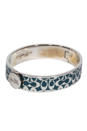 Current Boutique-Coach - Teal & Silver Monogram Embossed Bangle