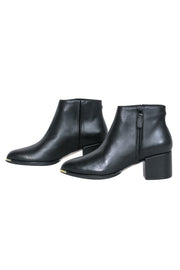 Current Boutique-Cole Haan - Black Leather Block Heel Booties w/ Silver-Toned Hardware Sz 6.5