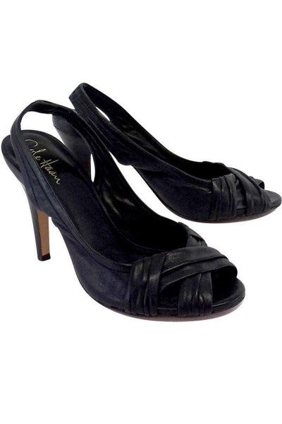 Current Boutique-Cole Haan - Black Leather Crisscross Slingbacks Sz 8