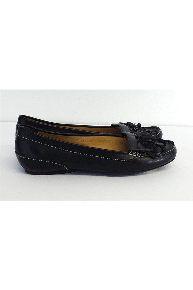 Current Boutique-Cole Haan - Black Leather Fringe Loafers Sz 7