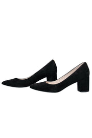 Current Boutique-Cole Haan - Black Suede Pointed Toe Pumps w/ Block Heel Sz 9.5