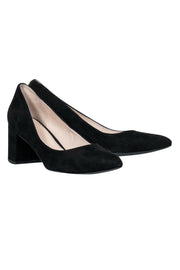 Current Boutique-Cole Haan - Black Suede Pointed Toe Pumps w/ Block Heel Sz 9.5